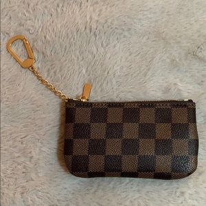 Faux designer checkered coin purse